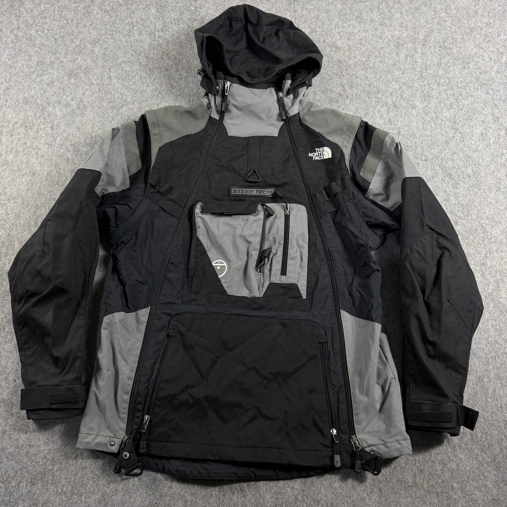 The North Face Steep Tech Jacket Mens L Black Gray F08 2008 Ski Gorpcore